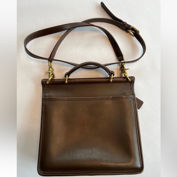 Vintage Coach Brown Leather Court Willis Bag No. F13-9927 Crossbody, Top Handle - Picture 2 of 9